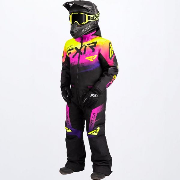 Kids Monosuits FXR Child Snowmobil Monosuit Boost Black/Neon Fusion