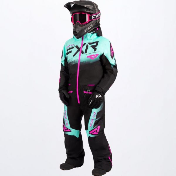 Kids Monosuits FXR Child Snowmobil Monosuit Boost Black/Seafoam/Elec Pink