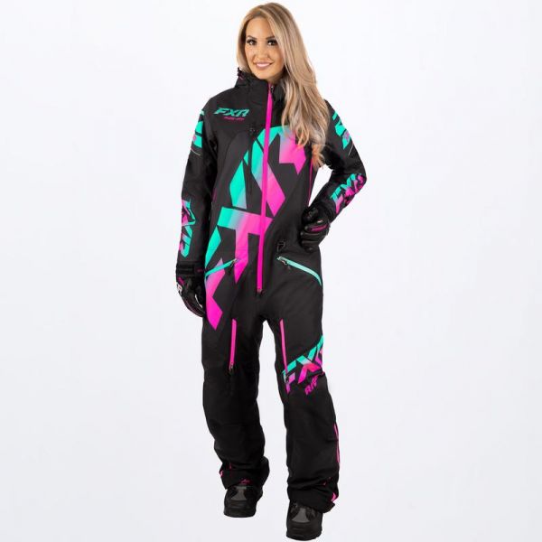  FXR Women Snowmobil Monosuit CX Lite Black/Mint-E Pink Fade