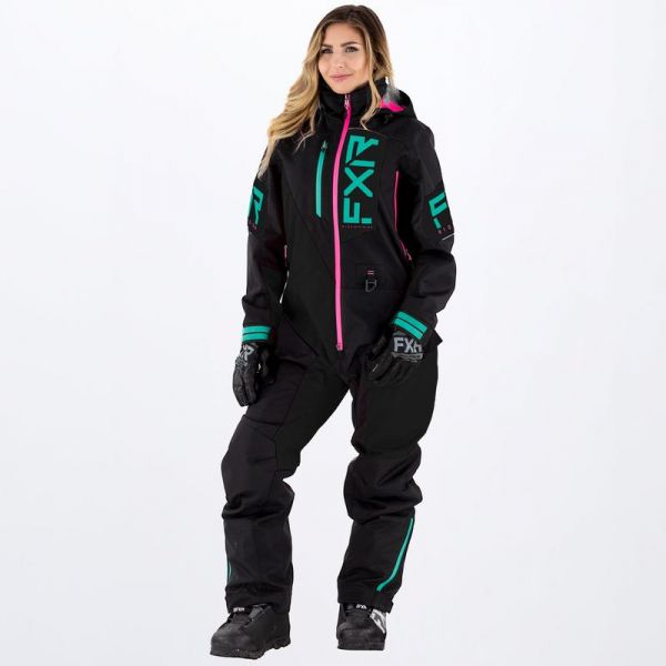 Women's Monosuits FXR Women Snowmobil Monosuit Recruit F.A.S.T. Insulated Black/Mint/Elec Pink