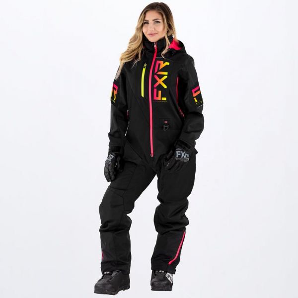 Combinezon Monosuit SNOW Dama FXR Combinezon Snowmobil Dama Recruit F.A.S.T. Insulated Black/Rasp-Hi Vis Fade