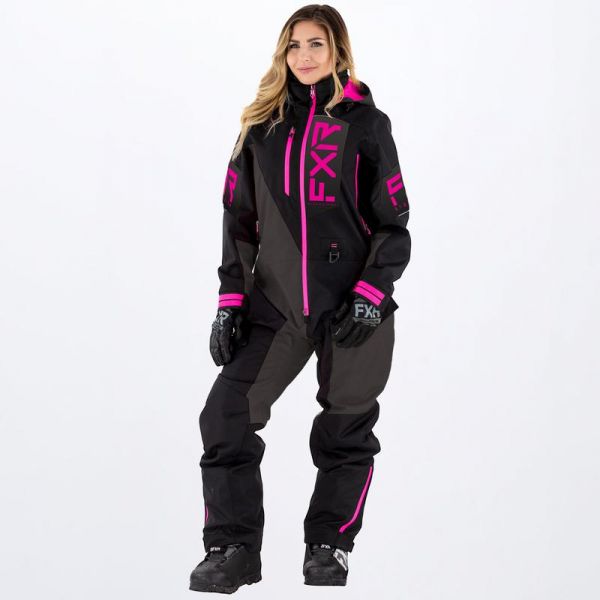 Women's Monosuits FXR Women Snowmobil Monosuit Recruit Lite Black/Charcoal/Fuchsia