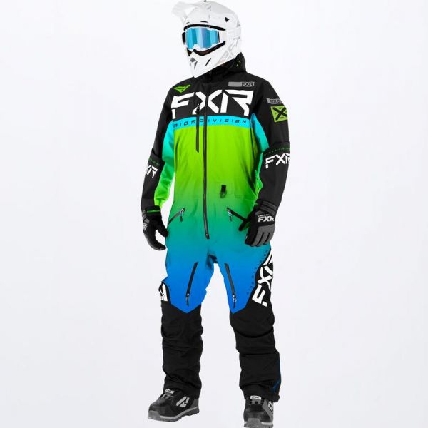  FXR Combinezon Snowmobil Helium Insulated Lime/Blue Fade/Black
