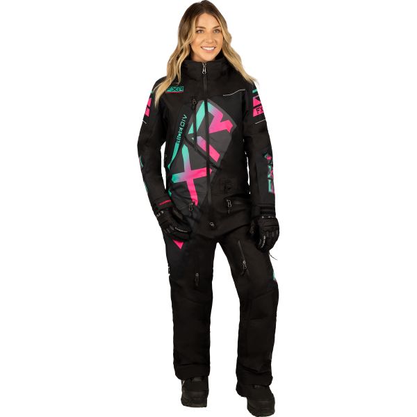  FXR Combinezon Snowmobil Dama CX F.A.S.T. Ins Monosuit Black/Mint-E Pink Fade