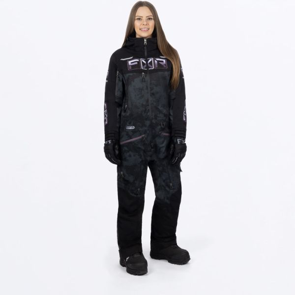 Women's Monosuits FXR Snowmobil Insulated Lady Monosuit Maverick F.A.S.T. Black Camo/Muted Grape Fade 23