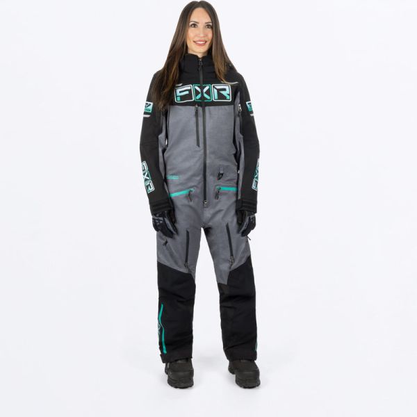 Women's Monosuits FXR Snowmobil Insulated Lady Monosuit Maverick F.A.S.T. Black/Md Grey Hthr/Mint Fd 23