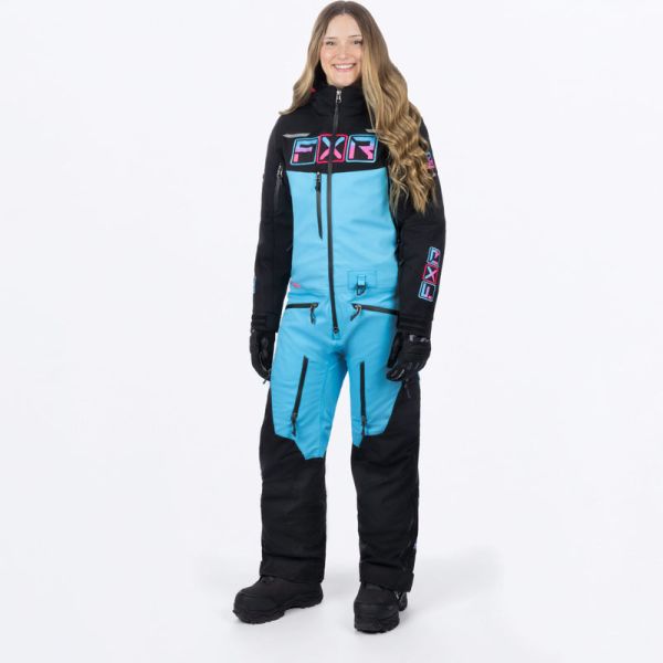 Women's Monosuits FXR Snowmobil Insulated Lady Monosuit Maverick F.A.S.T. Black/Sky Blue/E Pink 23