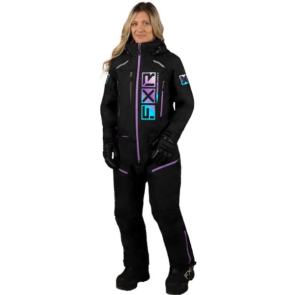 Women's Monosuits FXR W Recruit F.A.S.T. Ins Monosuit Blk/Sky-Lilac-Wht Fade