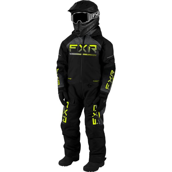 Combinezon Monosuit SNOW Copii FXR Combinezon Snowmobil Youth Recruit Black/Charcoal/HiVis