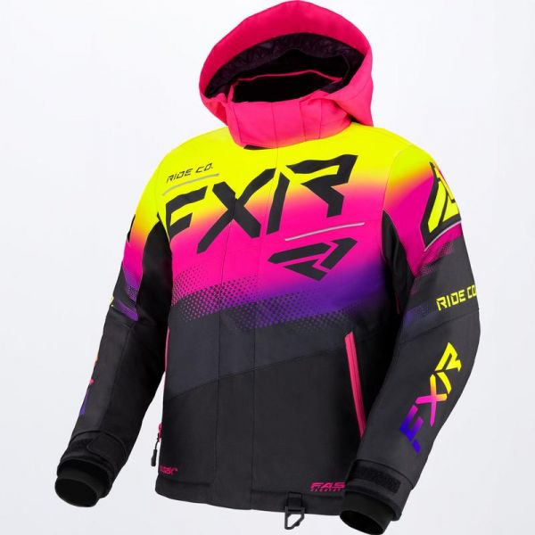 Kids Jackets FXR Youth Snowmobil Jacket Boost Black/Neon Fusion