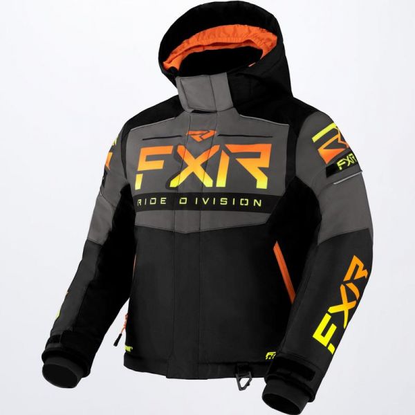  FXR Youth Snowmobil Jacket Helium Black/Char/Inferno
