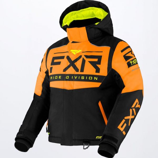  FXR Youth Snowmobil Jacket Helium Black/Orange/Hi Vis