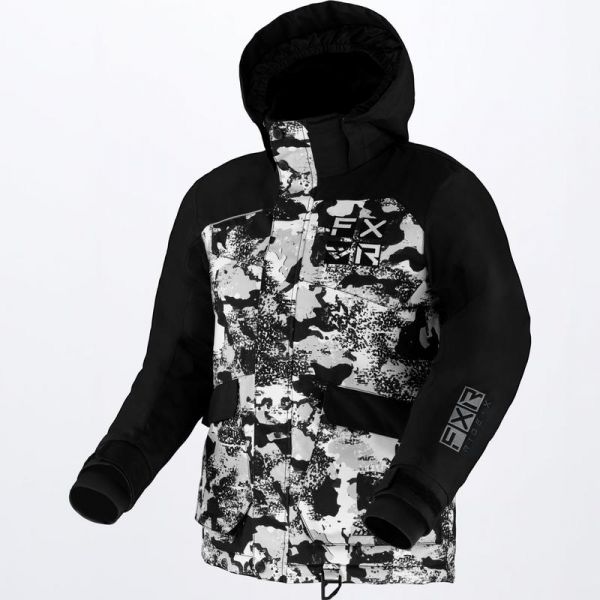  FXR Youth Snowmobil Jacket Kicker White Camo/Black