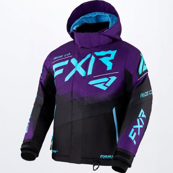 Kids Jackets FXR Child Snowmobil Jacket Boost Black/Purple/Sky Blue