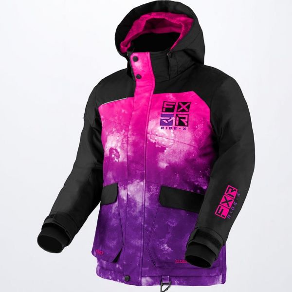 Kids Jackets FXR Child Snowmobil Jacket Kicker Purple-Pink Ink/Black