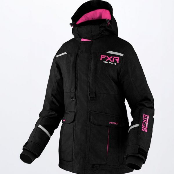  FXR Women Snowmobil Jacket Excursion Ice Pro Black Linen/Elec Pink