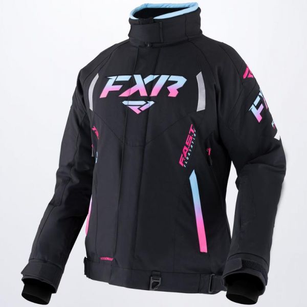 Women's Jackets FXR Women Snow Jacket Team FX Black/Sky-E Pink Fade 2022 