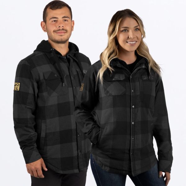 Jackets FXR Snowmobil Unisex Timber Insulated Flannel Jacket Charcoal/Black 23