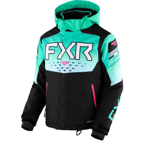  FXR Yth Helium Jacket Black/Mint Fade/E Pink
