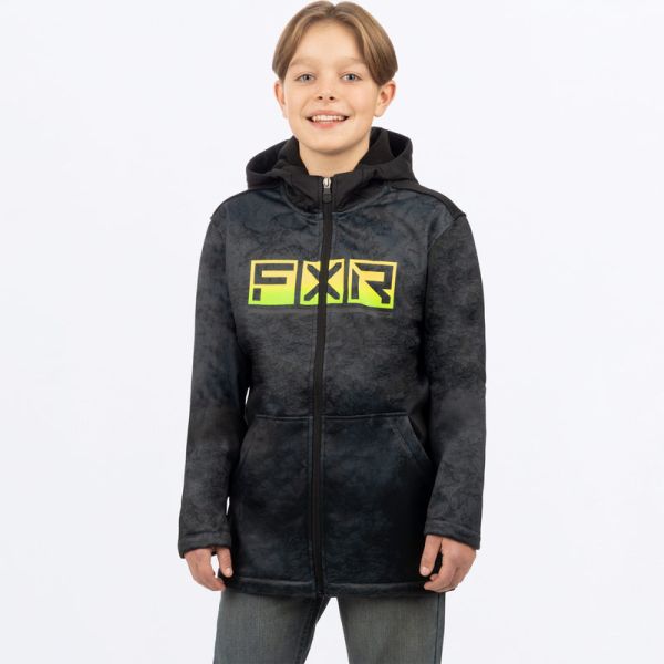 Kids Jackets FXR Snowmobil Youth Hydrogen Softshell Jacket Black Ripple/Glow Stick 23