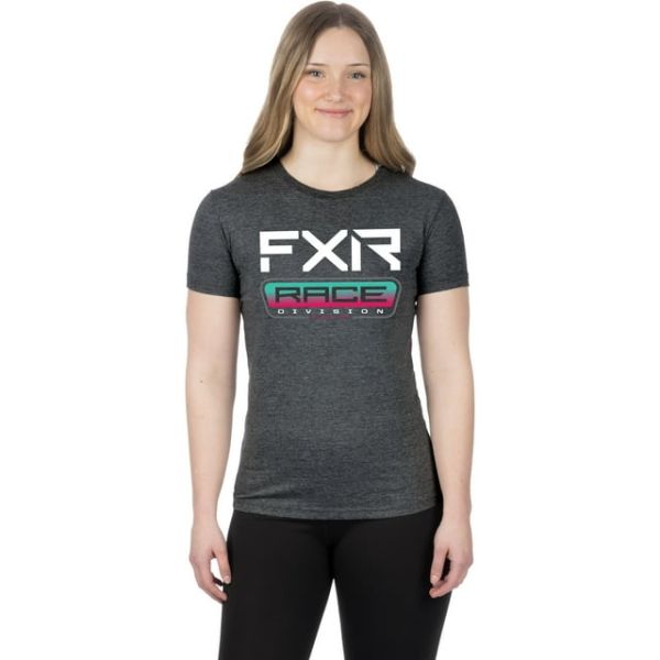 Casual T-shirts/Shirts FXR Lady Tee Race Division Premium Char Hthr/ Mint-Razz 24