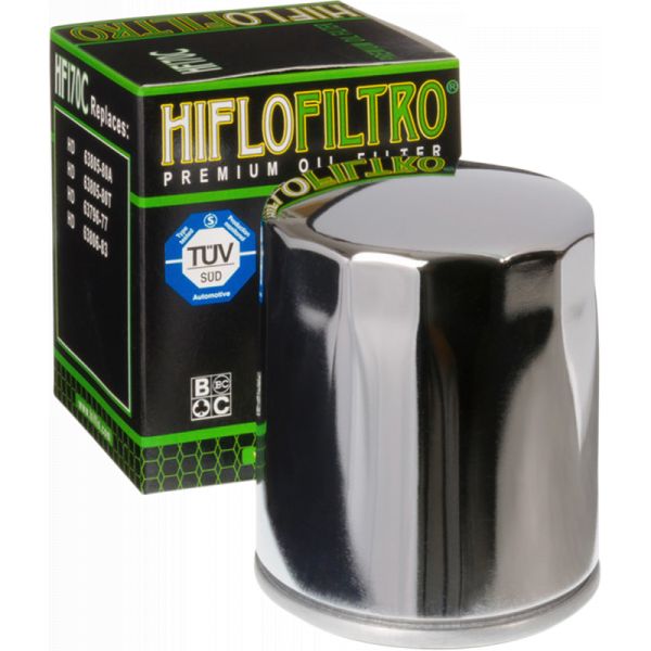 Street Bikes Oil Filters Hiflofiltro Oil Filter Chrome HF170c