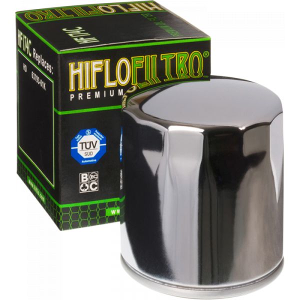 Street Bikes Oil Filters Hiflofiltro Oil Filter Chrome HF174c
