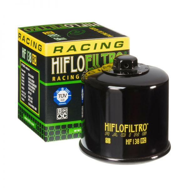  Hiflofiltro Oil Filter Racing With Nut Glossy Black HF138rc
