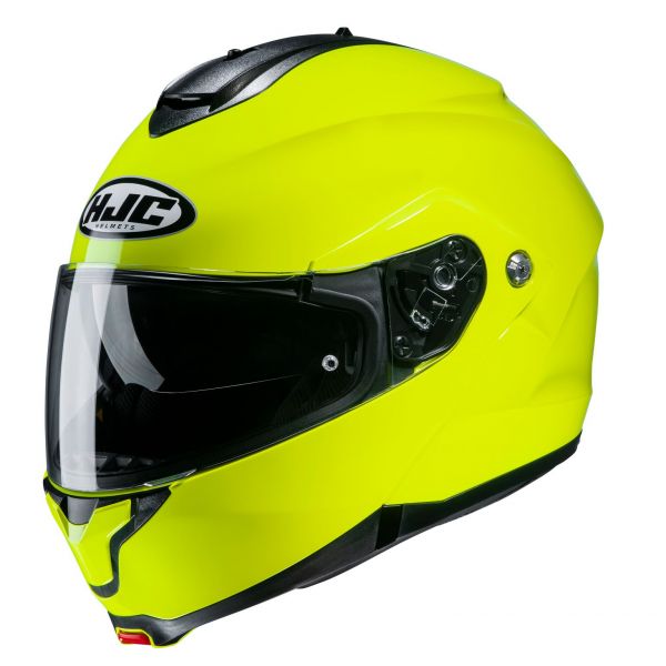 Flip up helmets HJC Moto Helmet Flip-Up C91 Solid Yellow Fluo