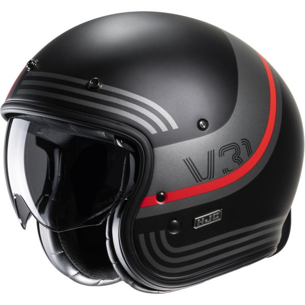 Jet helmets HJC Open-Face/Jet Moto Helmet V31 Byron Retro Black/Grey/Red 24