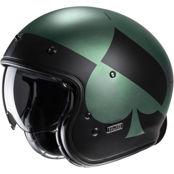 Casti Moto Jet (Open Face) HJC Casca Moto Open-Face/Jet V31 Kuz Retro Black/Green 24