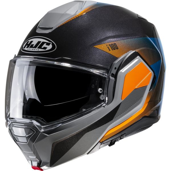 Casti Moto Integrale HJC Casca Moto Full-Face i100 Beis Black/Grey/Orange/Blue 24