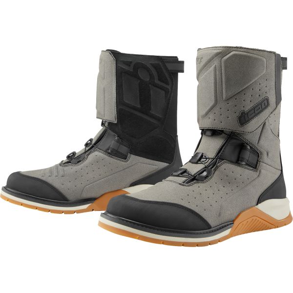  Icon Alcan Waterproof Moto Boots Grey