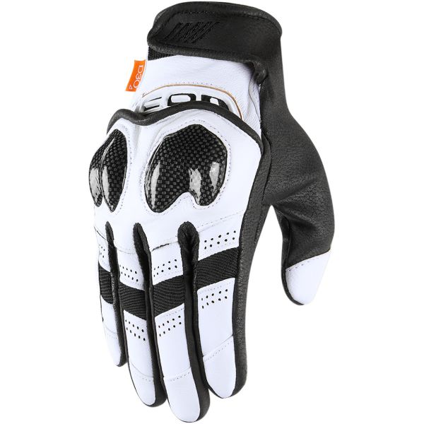 Gloves Racing Icon Moto Leather Gloves Contra 2 White