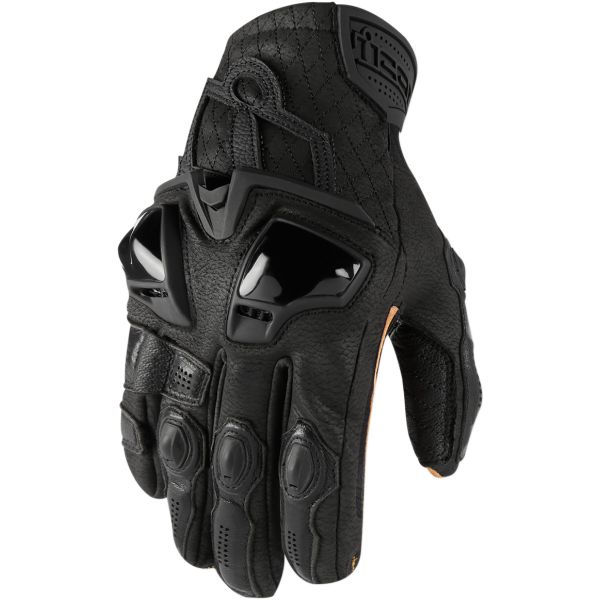 Gloves Racing Icon Moto Leather Gloves Hypersport Black Short Black