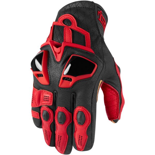 Gloves Racing Icon Moto Leather Gloves Hypersport Black Short Red