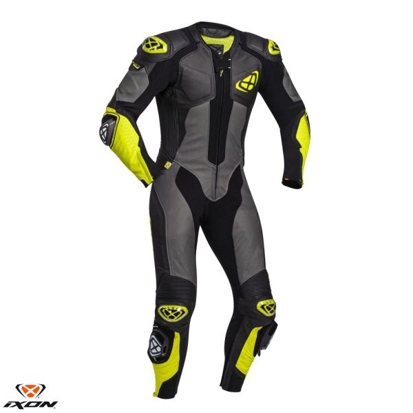 Leather Race Suits Ixon Leather Moto SuitVendetta Evo MS Black/Gray/Yellow 24