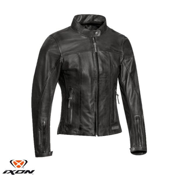 Leather Womens Jackets Ixon Lady Moto Leather Jacket Urban Crank Air LS Black 24