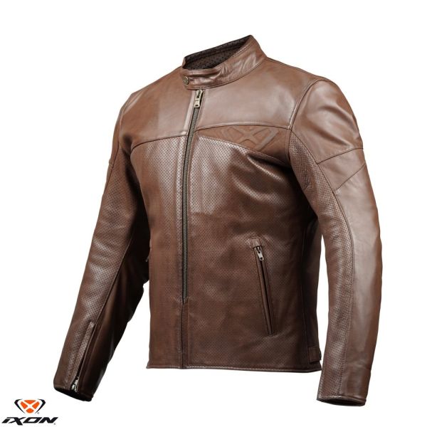 Leather Jackets Ixon Moto Leather Jacket Urban Crancky Air MS Brown 24
