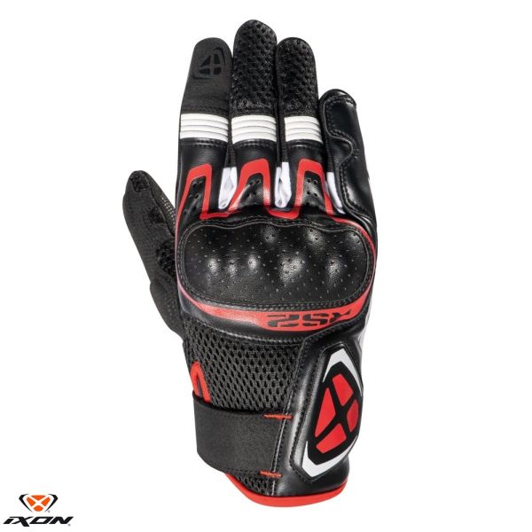 Gloves Racing Ixon Leather/Textile Moto Gloves Rs2 MS Black/White/Red