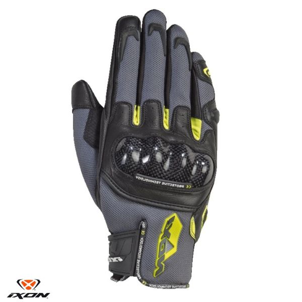 Gloves Racing Ixon Leather Moto Gloves/Textile RS Rise Air MS Black/Gray/Yellow 24