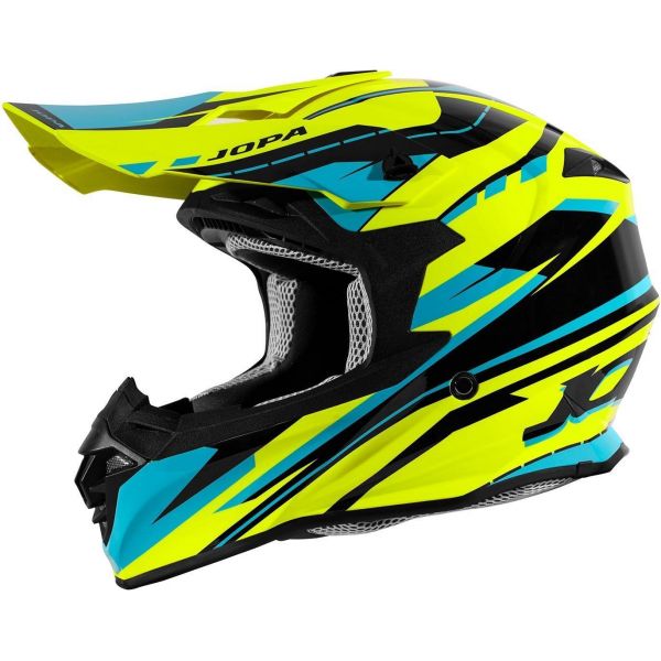 Helmets MX-Enduro Jopa Hunter Revolt Fluo Yellow/Blue Helmet