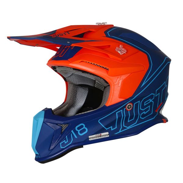 Helmets MX-Enduro Just1 Enduro Helmet J18 Vertigo Blue/White/Orange Fluo