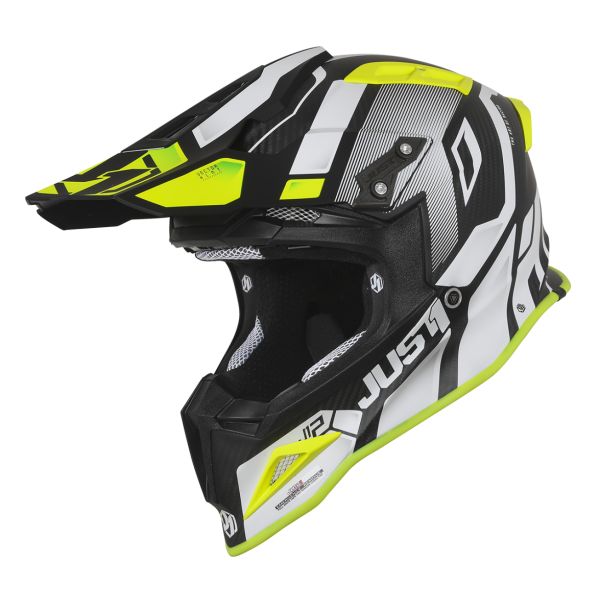 Helmets MX-Enduro Just1 Casca J12 Vector White/Yellow Fluo/Carbon