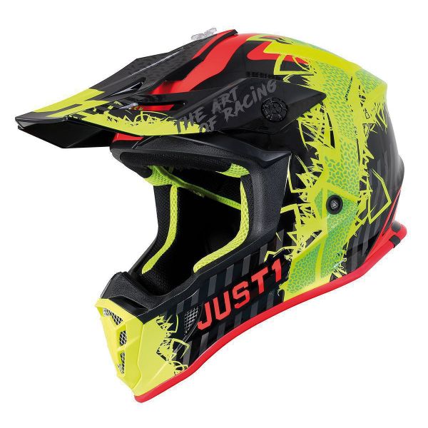  Just1 Casca Moto Enduro J38 Mask Fluo Yellow/Red/Black