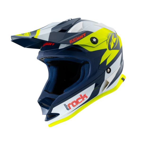 Kids Helmets MX-Enduro Kenny Track Kid Moto MX Helmet Navy Neon Yellow