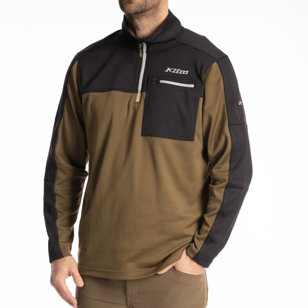Geci/Hanorace Casual Klim Bluza Glacier 1/4 Zip Dark Olive/Black 25