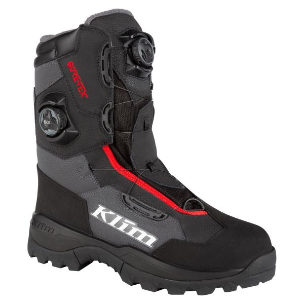  Klim Bocanci Snowmobil Adrenaline Pro GTX BOA Boot Asphalt - High Risk Red