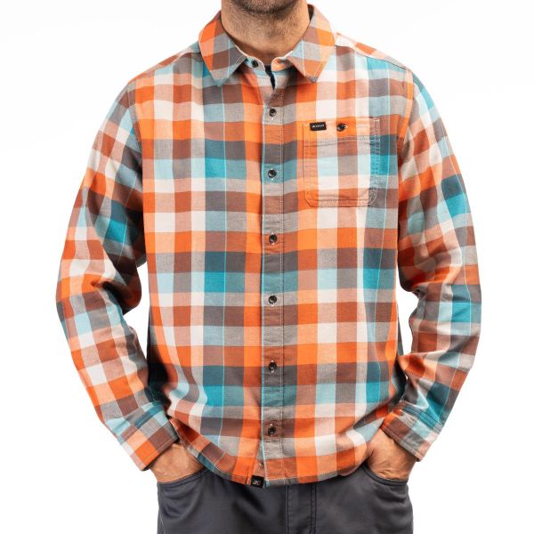 Tricouri/Camasi Casual Klim Camasa Alderson Midweight Flannel Red Orange Deep Lagoon 24