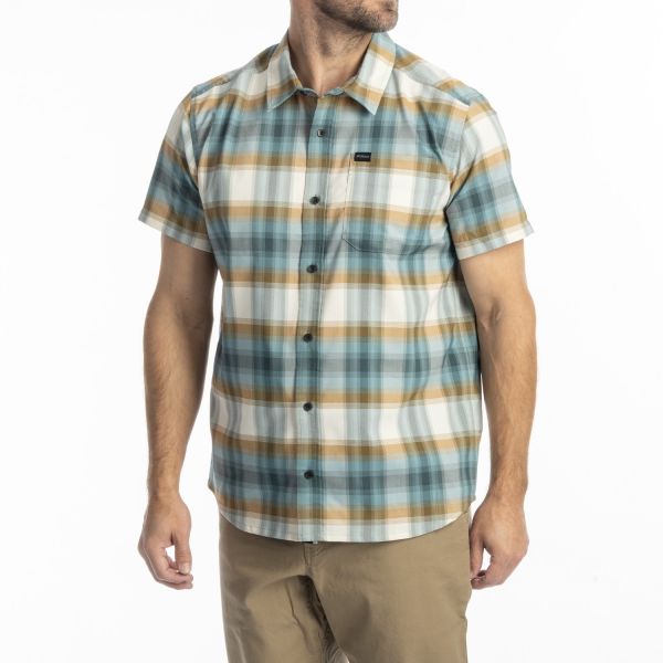 Tricouri/Camasi Casual Klim Camasa Nero Stretch Mineral Blue/Golden Brown 25